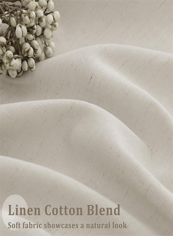 DUKIYO Linen Sheer Curtains 120 Inches Long for Living Dining Room Pinch Pleated Curtain Drape with Hooks Rings Back Tab Extra Long Greige Oatmeal Tan Beige Light Filtering 120 Inch Drapes 10FT 1 Panel - Image 4